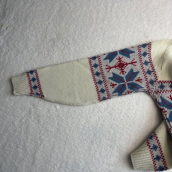 Crown Sportwear Vintage Sweater Women’s Nordic Cream Red Blue Size Women’s L - Picture 5 of 6
